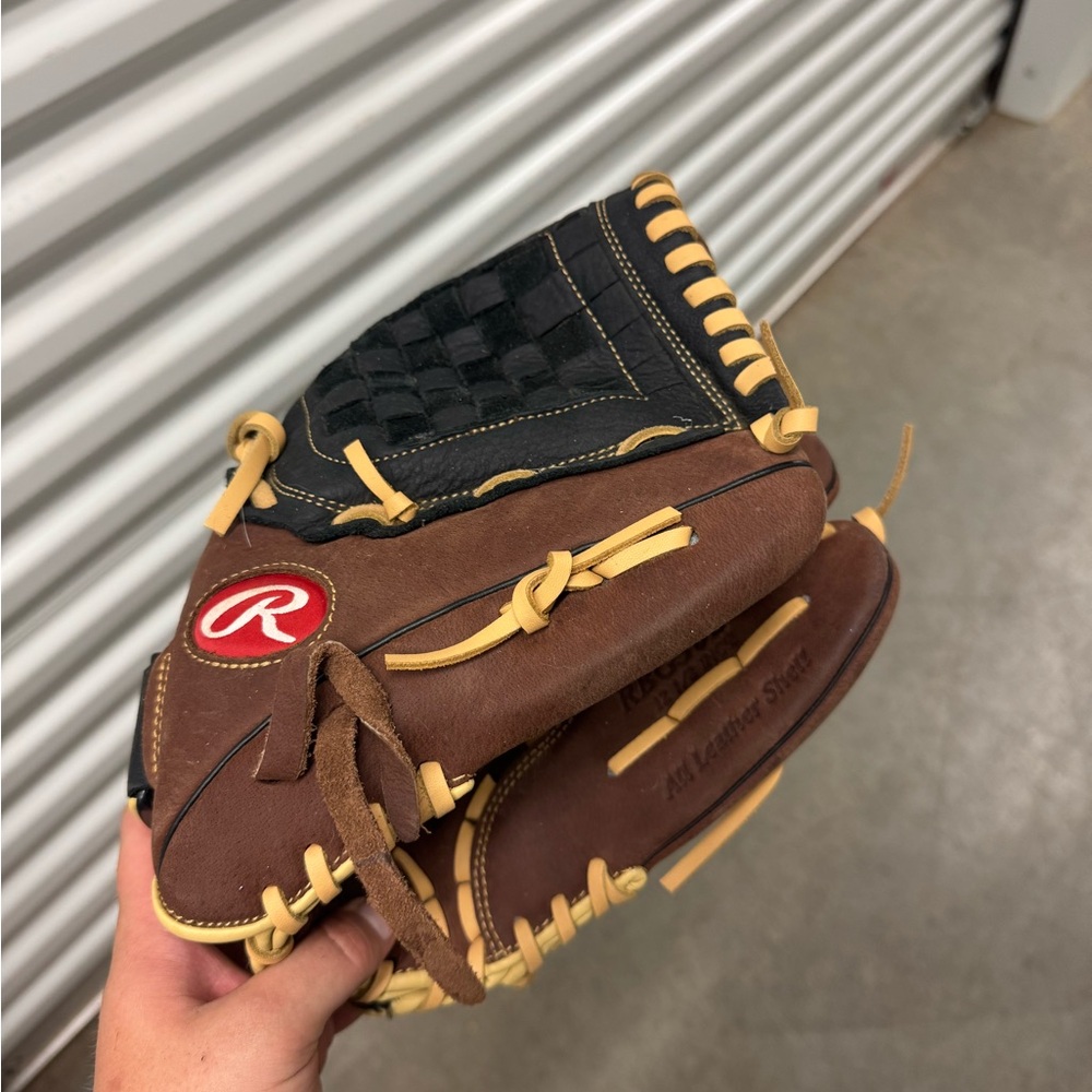 Rawlings Black and Brown Leather Glove with Tan Lacing
